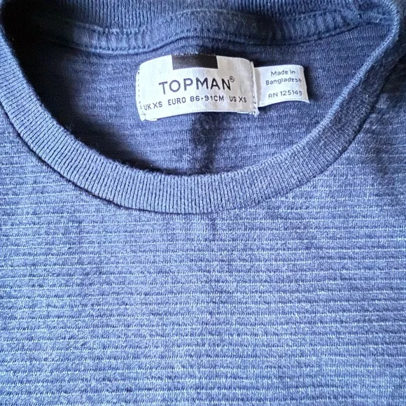 Topman Navy Ribbed Tee - Picture 2 of 4
